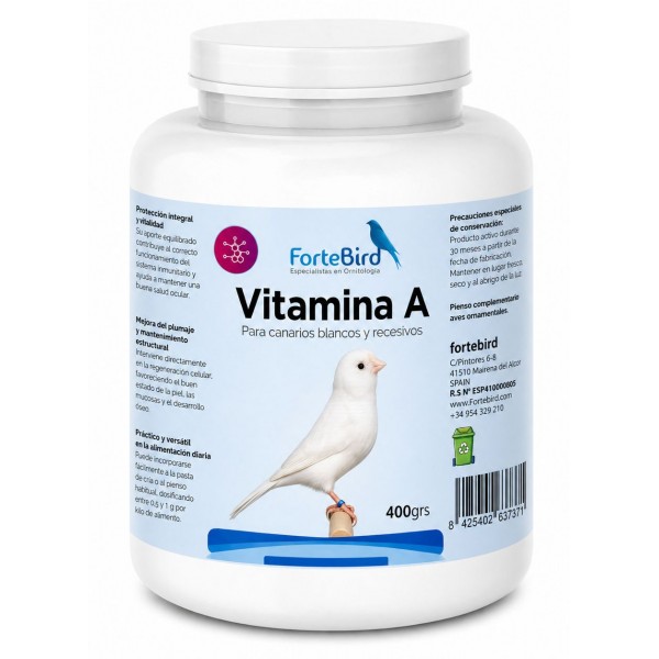 Vitamina A de Fortebird 400 grs | Para Canarios blancos y recesivos ForteBird