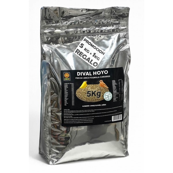 Pienso Único Canarios Dival Hoyo 5 kg + 1 kg gratis Comida para canarios