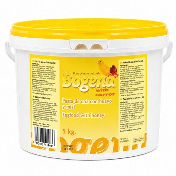 Bogena pasta de cría huevo, miel y zanahoria Pastas Mórbidas