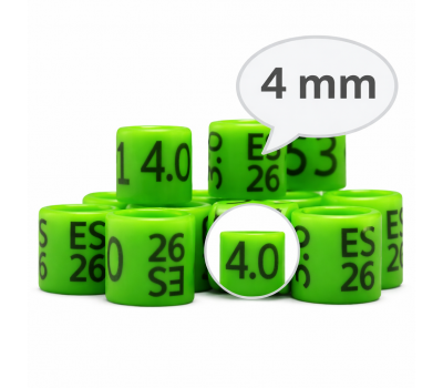 Periquitos / Anillas Grabadas con año y numeradas de carbono 4 mm