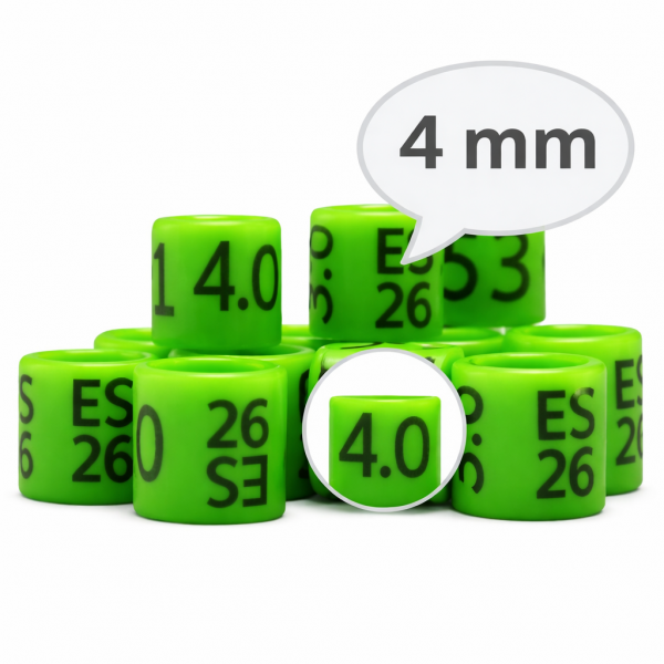 Periquitos / Anillas Grabadas con año y numeradas de carbono 4 mm