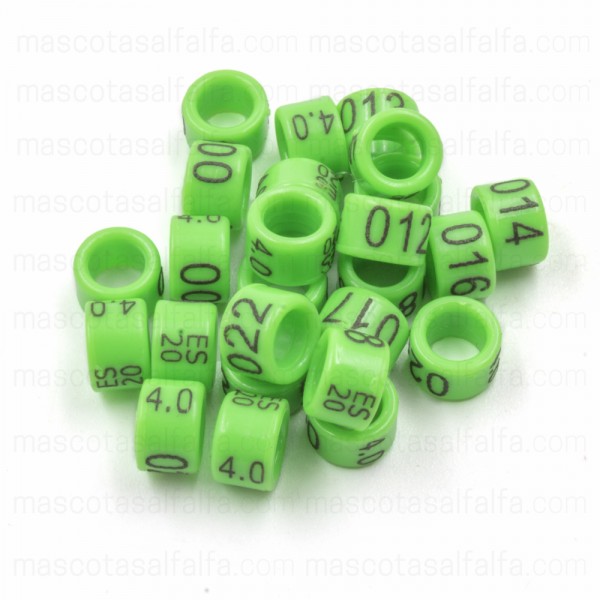 Periquitos / Anillas Grabadas con año y numeradas de carbono 4 mm Periquitos / Anillas Grabadas con año y numeradas de carbono 4 mm