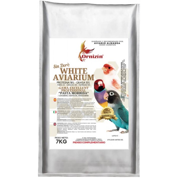 Pasta White Aviarium Ornizin 7kg (NO DORÉ) Pastas Mórbidas Pasta White Aviarium Ornizin 7kg (NO DORÉ) Pastas Mórbidas