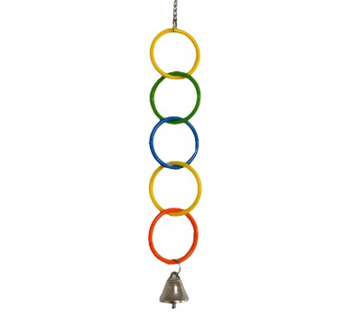 Juguete Colgante con Aros de Colores y Campana para Pájaros