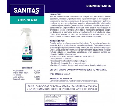 Desinfectante Zotal Sanitas 750 ml (Efectivo contra Virus, Bacterias y Hongos)