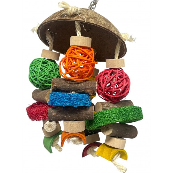 Juguete coco, bolas y madera 30 cm