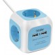 EXTRASTAR Regleta Enchufe 6 en 1 – 4 Tomas + 2 Puertos USB | Cubo Multienchufe de 1,5 m | 3680W / 16A – Azul Iluminación led y accesorios