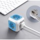 EXTRASTAR Regleta Enchufe 6 en 1 – 4 Tomas + 2 Puertos USB | Cubo Multienchufe de 1,5 m | 3680W / 16A – Azul Iluminación led y accesorios