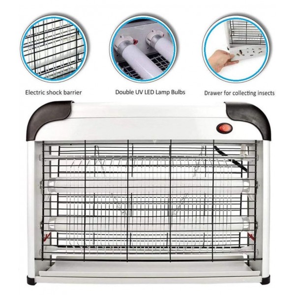 Exterminador eléctrico de insectos 20W/repelente de plagas para interiores, lámpara UV de 2800 voltios, moscas voladoras, insectos, mosquitos, moscas, repelentes, trampas, eliminador, atrapador Machinery Breeder Exterminador eléctrico de insectos 20W/repelente de plagas para interiores, lámpara UV de 2800 voltios, moscas voladoras, insectos, mosquitos, moscas, repelentes, trampas, eliminador, atrapador Machinery Breeder