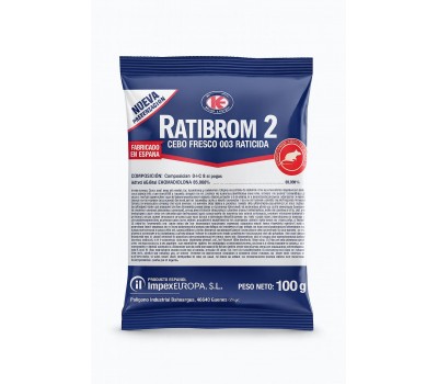 Ratibrom 2 – Cebo Fresco Rojo 100 g con Bromadiolona
