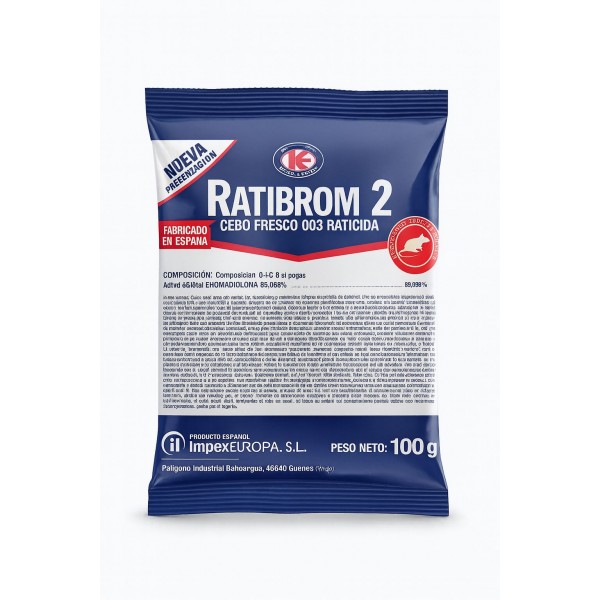 Ratibrom 2 – Cebo Fresco Rojo 100 g con Bromadiolona Parásitos externos / Insecticidas
