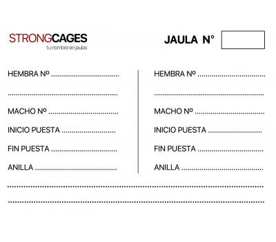 Tarjeta cria canarios STRONGCAGES (impreso en ambas cara