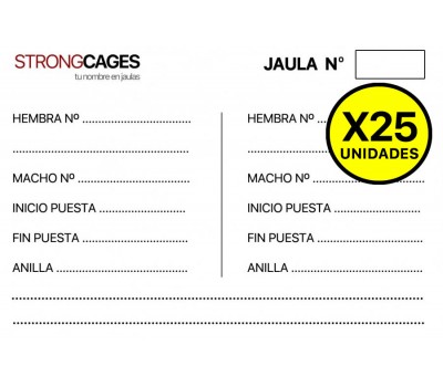 Tarjeta cria canarios STRONGCAGES (pack de 25 unidades)
