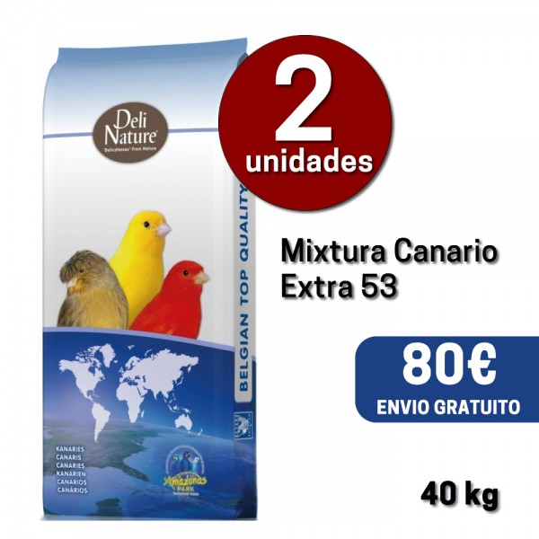 2 Sacos Mixt. Canario Extra nº 53 Deli Nature (40kg) Comida para canarios