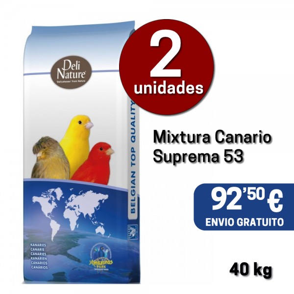 2 sacos Mixt. Canario Suprema nº55 Deli Nature (40kg) Comida para canarios