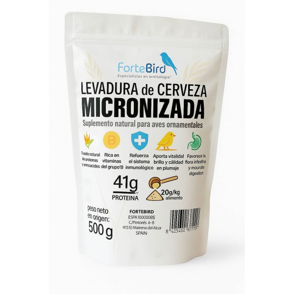 Levadura de Cerveza Micronizada Fortebird 500 grs – Suplemento proteico para aves  ForteBird