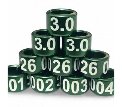 Canarios / Anillas Grabadas con año y numeradas de Aluminio 3mm