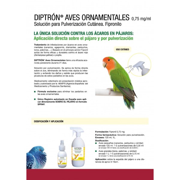 Diptron Aves Ornamentales 1 litro Antiparasitarios 