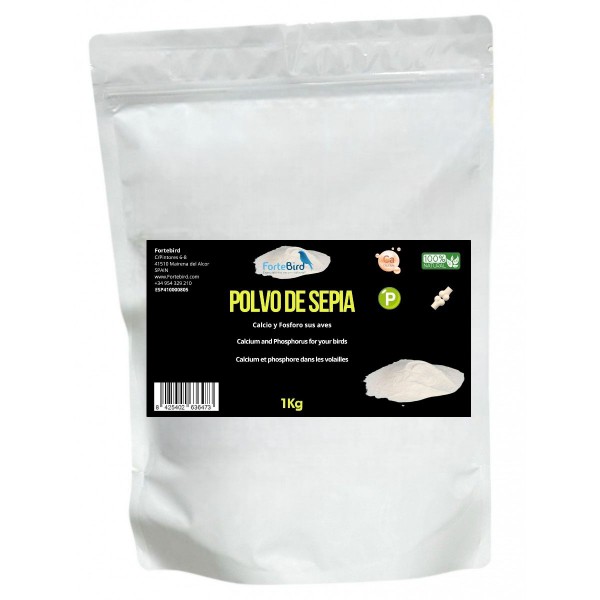 Polvo de Sepia 1 kg | Fuente natural de Calcio y Fósforo para sus aves Polvo de Sepia 1 kg | Fuente natural de Calcio y Fósforo para sus aves