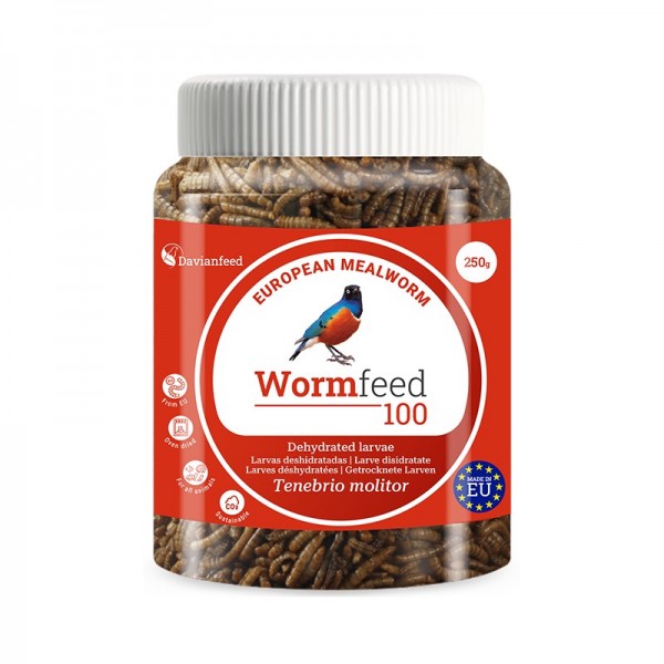 Wormfeed 100 – Larvas de Tenebrio molitor Deshidratadas  250 grs Complementos proteicos 