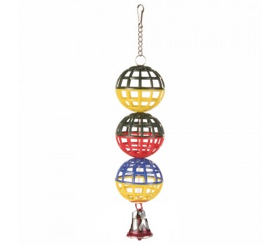 Rubyyouhe8 Bird Accessories&Wooden Beads Maize Peel Loofah Bell Parrot Molar Chew Bite Hanging Birds Pet Toy Random Color Colorful Bird Parrot Toys Hanging Toy for Parakeets Cockatiels Small Pet 