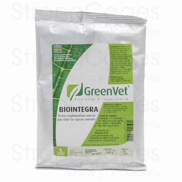 GreenVet Biointegra 100 grs (probiótico + prebiótico enriquecido) GreenVet