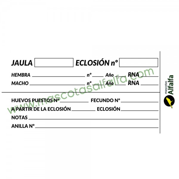 Ficha de cría para aves Ficha de cría para aves