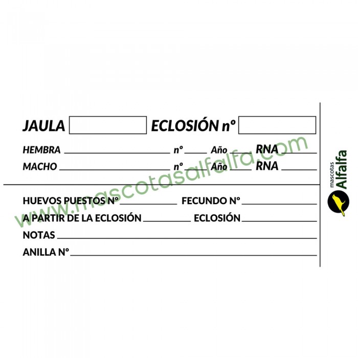 Ficha de cría para aves Ficha de cría para aves
